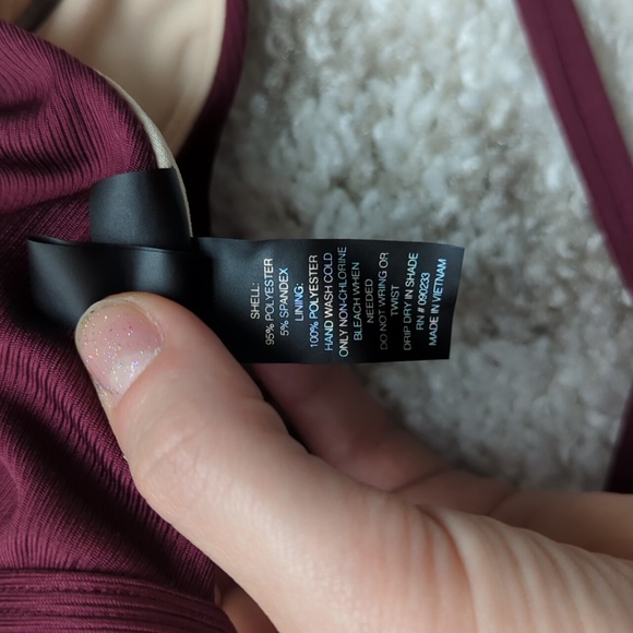 L.A. Hearts Triangle Tie Strap Bikini Top (Small) in Wine color - Picture 7 of 8